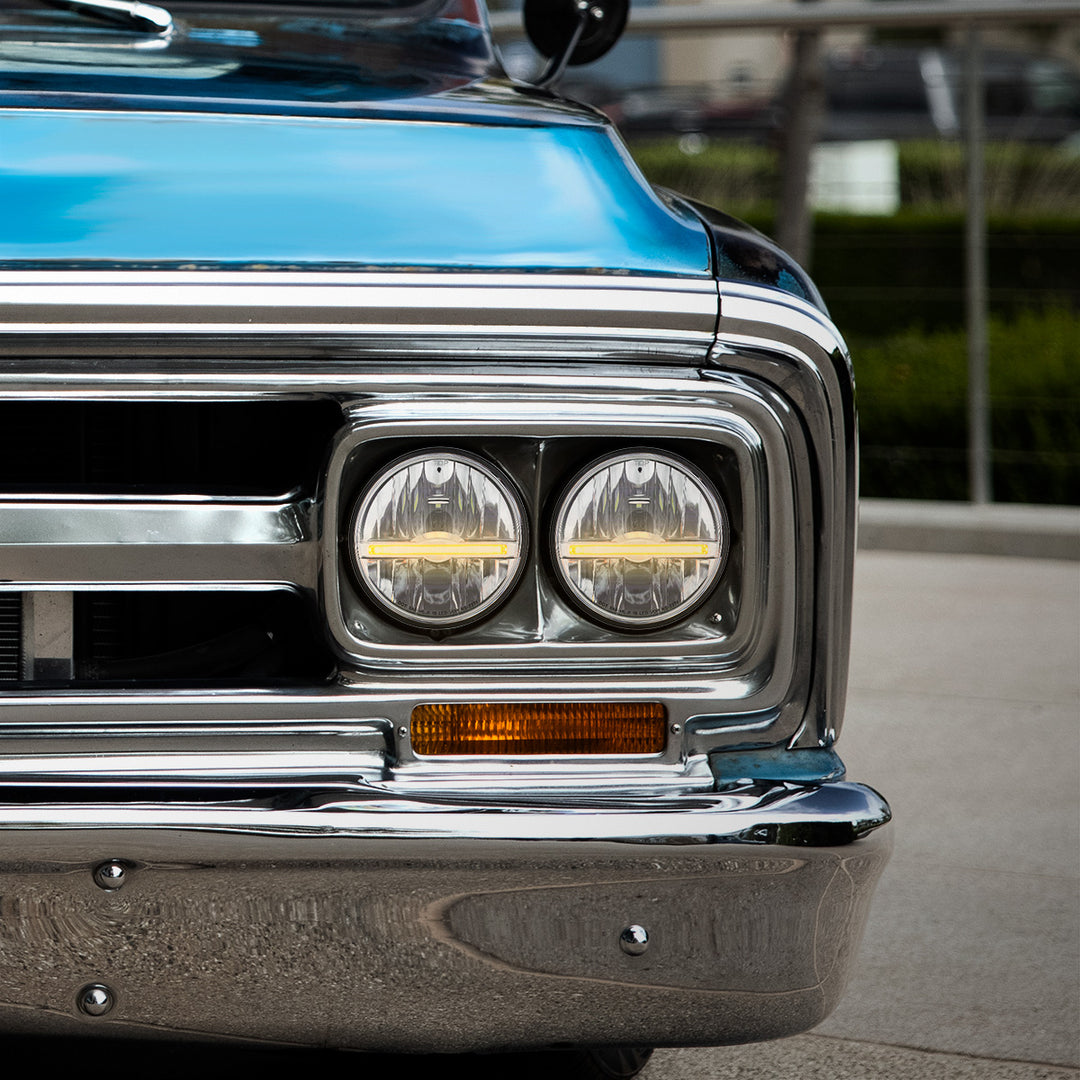 ULTRALIT - 9 LED 5-3/4" LED Headlight With Amber LED Position Light Bar