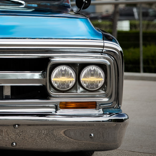 ULTRALIT - 9 LED 5-3/4" LED Headlight With Amber LED Position Light Bar
