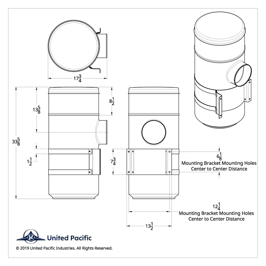 15" Stainless Air Cleaner Kit With Brackets For Peterbilt