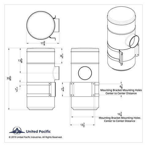 15" Stainless Air Cleaner Kit With Brackets For Peterbilt
