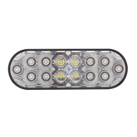 6" Oval Combo Light With 14 LED Stop, Turn & Tail & 16 LED Back-Up - Red LED/Clear Lens