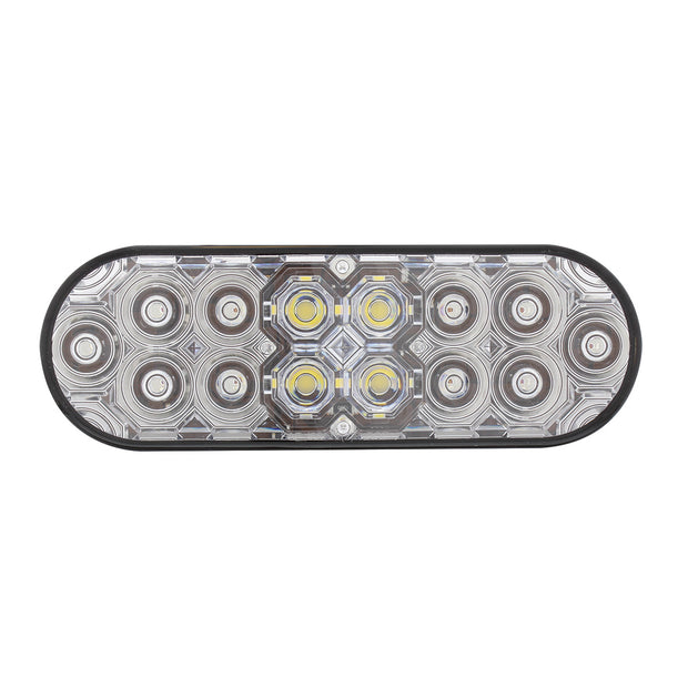 6" Oval Combo Light With 14 LED Stop, Turn & Tail & 16 LED Back-Up - Red LED/Clear Lens