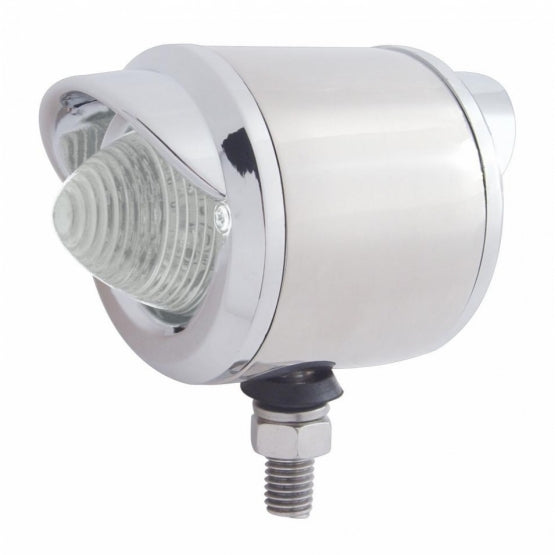 Stainless 2-1/2" Double Face LED Beehive Lights With Visor - Amber & Red LED/Clear Lens
