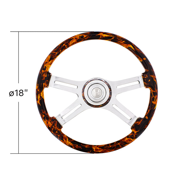 18" Flame Steering Wheel With Matching Flame Bezel