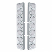 SS Front Air Cleaner Bracket With 14X 9 Amber LED 2" Lights & Visors Bezel For KW Trucks -Clear Lens