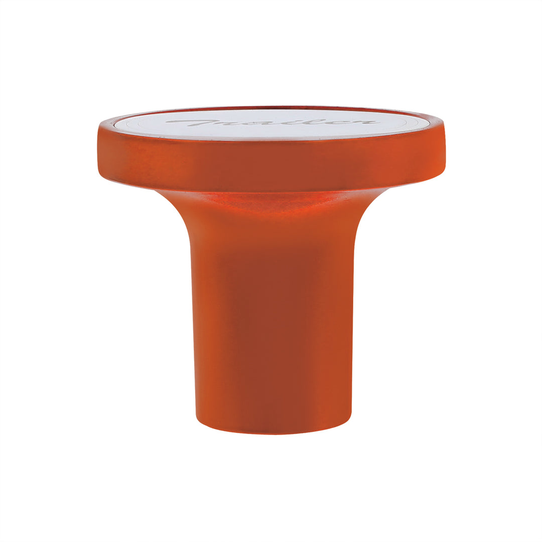 Aluminum Screw-On Air Valve Knob With Stainless Trailer Plaque - Cadmium Orange