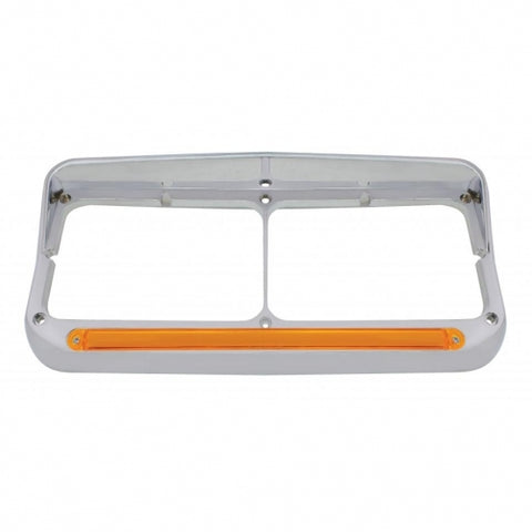 24 LED Rectangular Dual Headlight Bezel With Visor & GloLight - Amber LED/Amber Lens