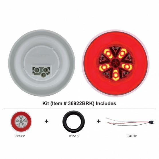 18 LED 4" Round GloLight Kit (Stop, Turn &amp; Tail) - Red LED/Red Lens (Each)