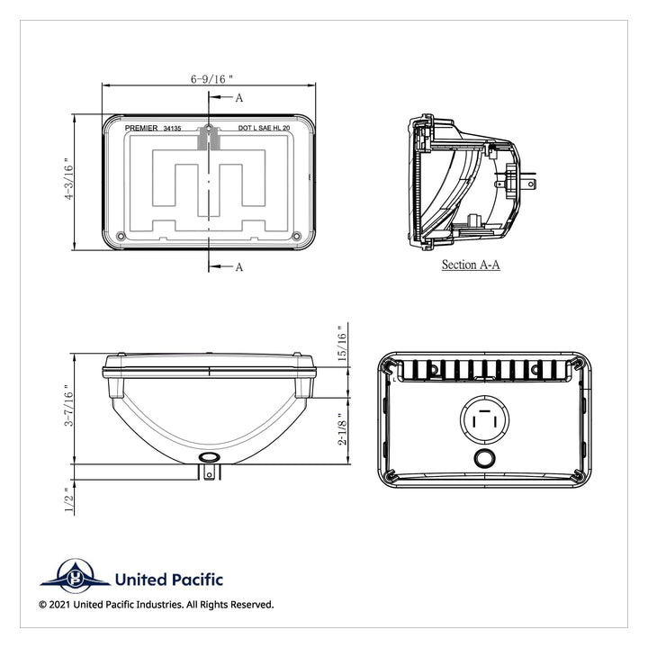 ULTRALIT - Heated 4" X 6" LED Headlight With Polycarbonate Lens &amp; Housing - Low Beam