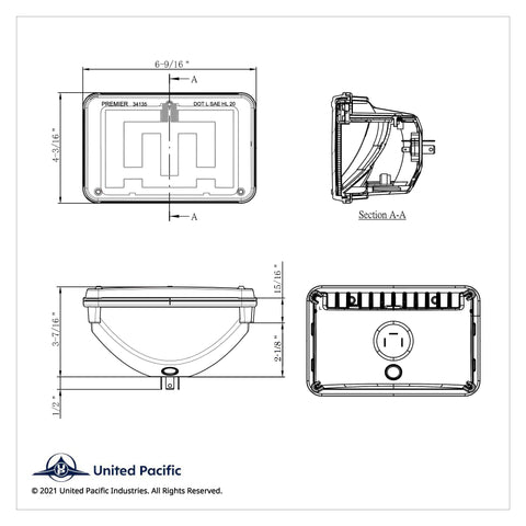 ULTRALIT - Heated 4" X 6" LED Headlight With Polycarbonate Lens & Housing - Low Beam