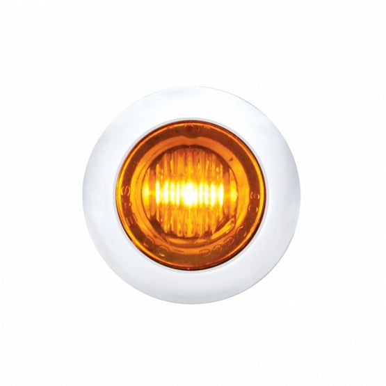 SS Front Air Cleaner Bracket With 22X 3 Amber LED Dual Function 3/4" Mini Lights &amp; SS Bezels For Peterbilt-Amber Lens