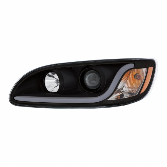 Black Projection Headlight W/LED Dual Function Light Bar For PB 386 (2005-2015) & 387 (1999-2010) - Driver
