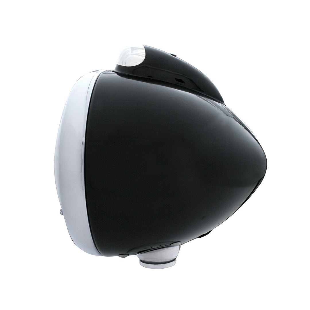 Black Guide 682-C Headlight No Bulb With Dual Mode LED Signal - Clear Lens