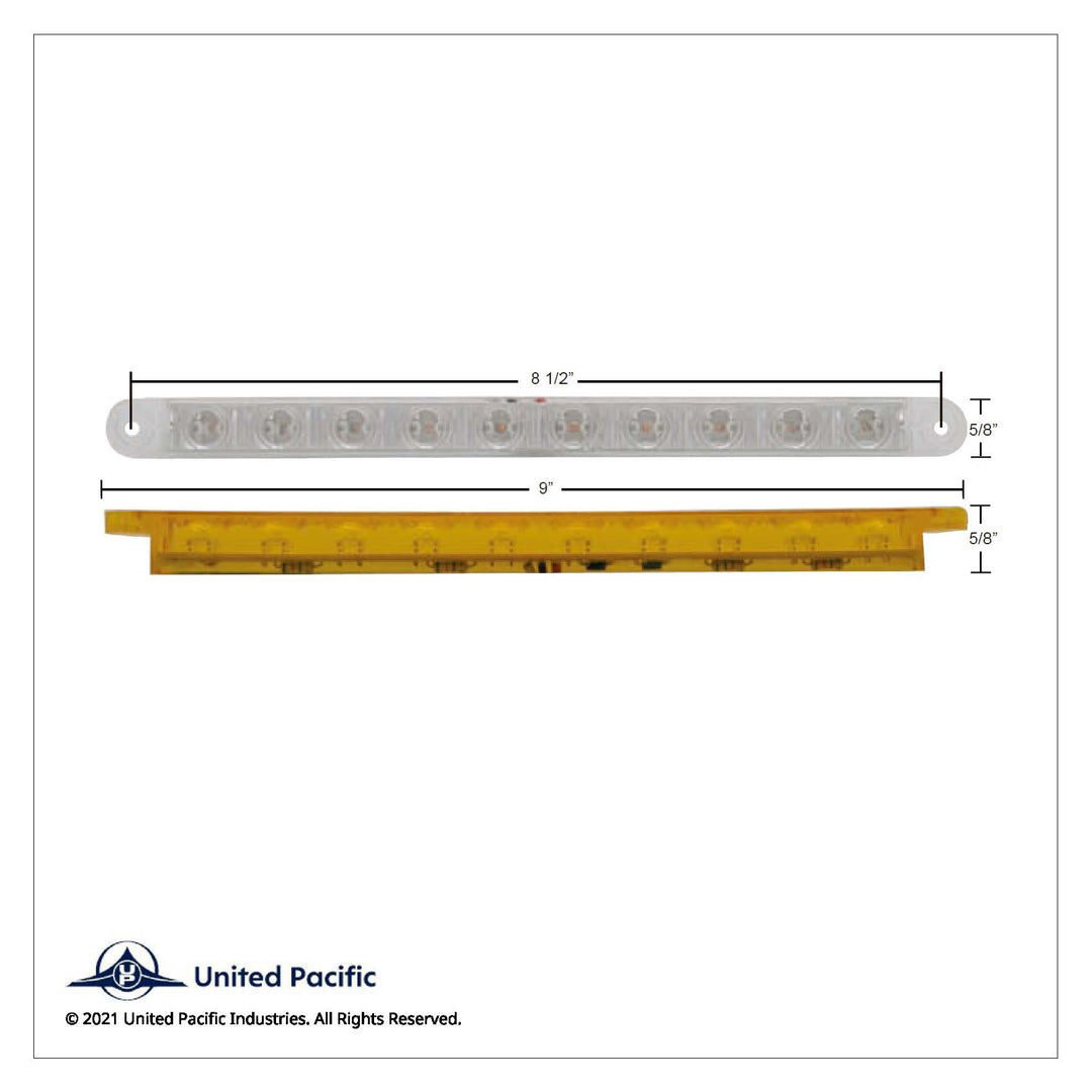10 LED 9" Turn Signal Light Bar - Amber LED/Clear Lens