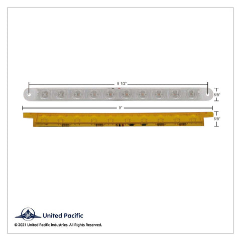 10 LED 9" Turn Signal Light Bar - Amber LED/Clear Lens