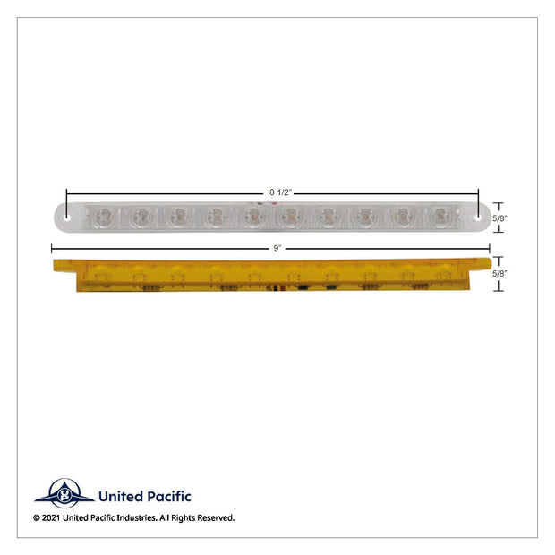 10 LED 9" Turn Signal Light Bar - Amber LED/Clear Lens