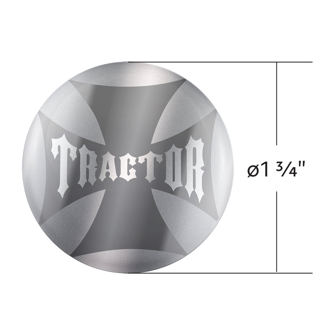 "Tractor" Maltese Cross Air Valve Knob Candy Color Sticker - Liquid Silver