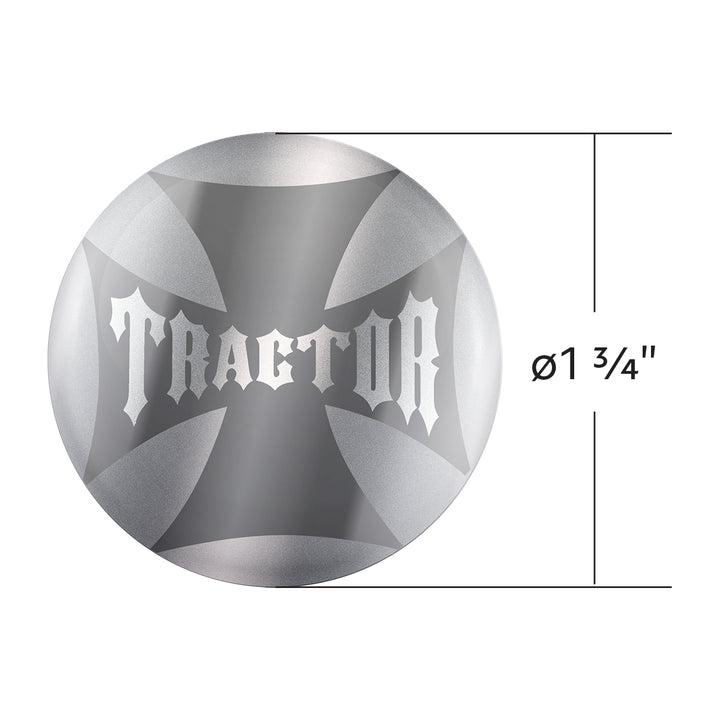 "Tractor" Maltese Cross Air Valve Knob Candy Color Sticker - Liquid Silver