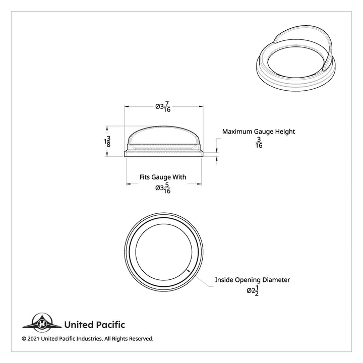 Pyrometer Gauge Bezel With Visor For Kenworth/Peterbilt - Classic Design