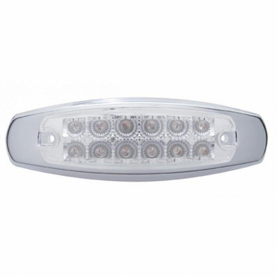 12 LED Reflector Rectangular Light With Bezel (Clearance/Marker) - Amber LED/Clear Lens