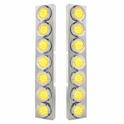 SS Front Air Cleaner Bracket With 14X 9 LED 2" Lights & Bezel For KW Trucks -Amber LED/Clear Lens