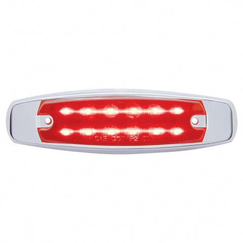 12 LED Rectangular Light (Clearance/Marker) With Chrome Bezel - Red LED/Red Lens
