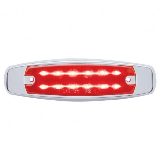 12 LED Rectangular Light (Clearance/Marker) With Chrome Bezel - Red LED/Red Lens