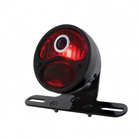 DUO Lamp Motorcycle Rear Fender Tail Light With Red Glass Lens & Blue Dot