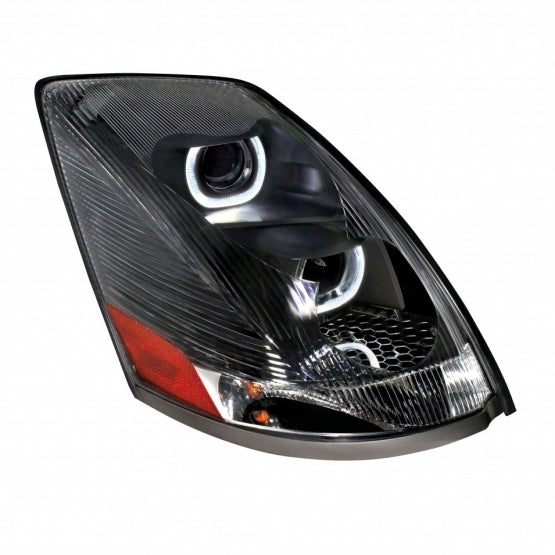 Blackout Projection Headlight With White LED Light Bar For 2003-2017 Volvo VN/VNL - Passenger