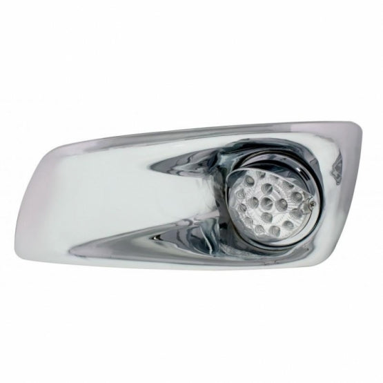 Fog Light Cover With Amber LED Clear Style Reflector Light &amp; Visor For 2007-17 KW T660- Driver -Clear Lens