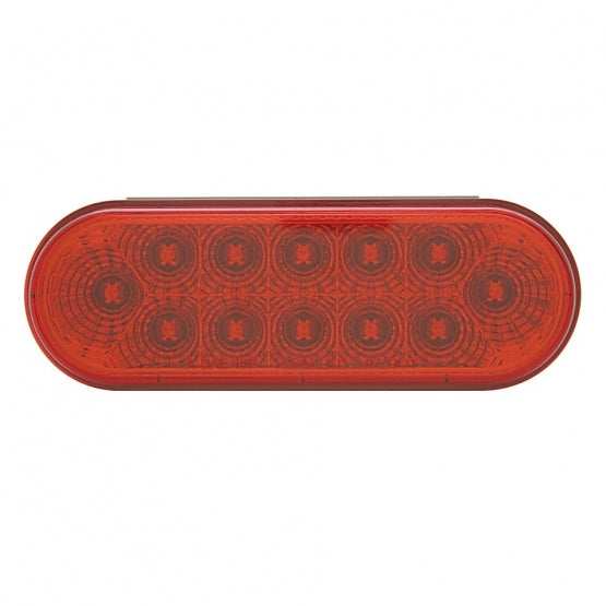 12 LED 6" Oval Reflector Light (Stop, Turn &amp; Tail) - Red LED/Red Lens