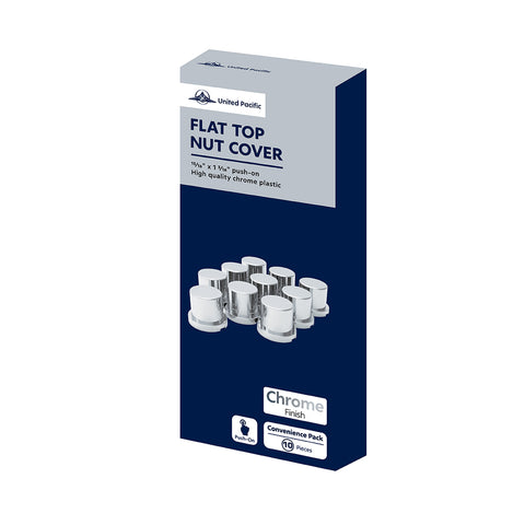 15/16" x 1-3/16" Chrome Plastic Flat Top Nut Covers - Push-On (10-Pack)