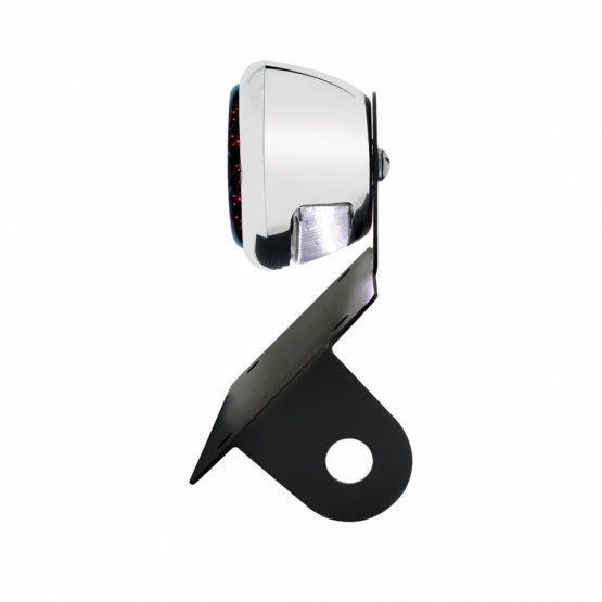 Black Horizontal Side Mount License Bracket For Motorcycle With 1933-36 Ford Style LED Tail Light