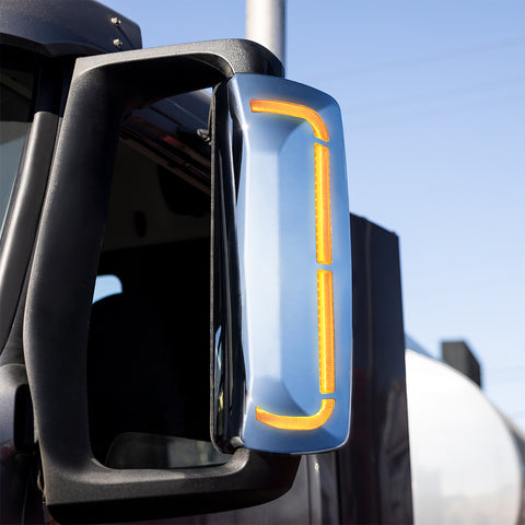 59 LED Chrome Mirror Cover With Sequential LED For 2012-2024 Volvo VNL - Driver