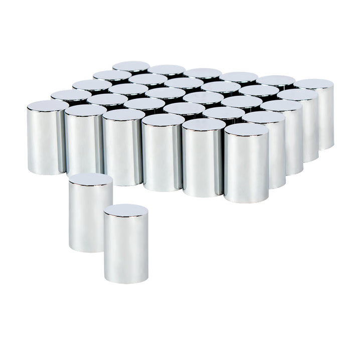 Chrome Cylinder Hubcap Nut Cover For 1999-2018 Chevy &amp; GMC 2500/3500-Push-on (Color Box of 32)