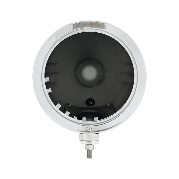 Stainless Steel Bullet Embossed Stripe Headlight No Bulb With LED Signal - Clear Lens