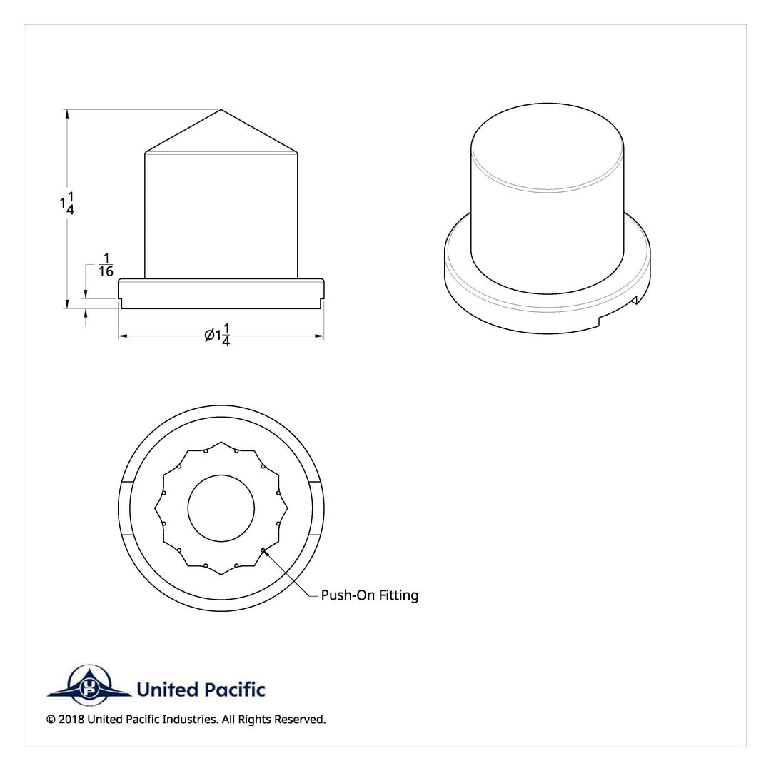 11/16" X 1-1/4" Chrome Plastic Pointed Nut Cover - Push-On
