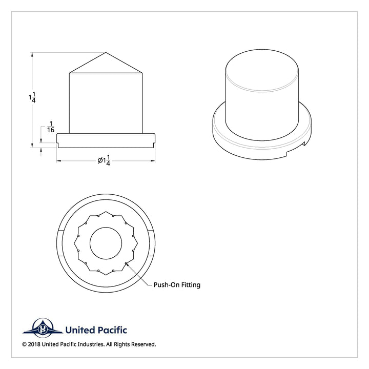11/16" X 1-1/4" Chrome Plastic Pointed Nut Cover - Push-On