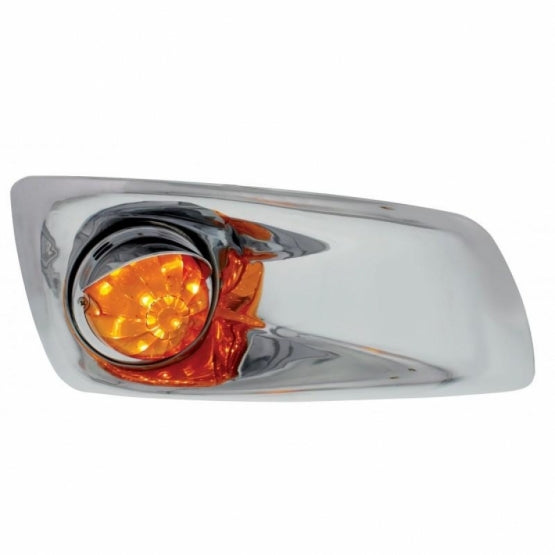 Fog Light Cover With Amber LED Watermelon Light &amp; Visor For 2007-17 KW T660- Passenger -Amber Lens