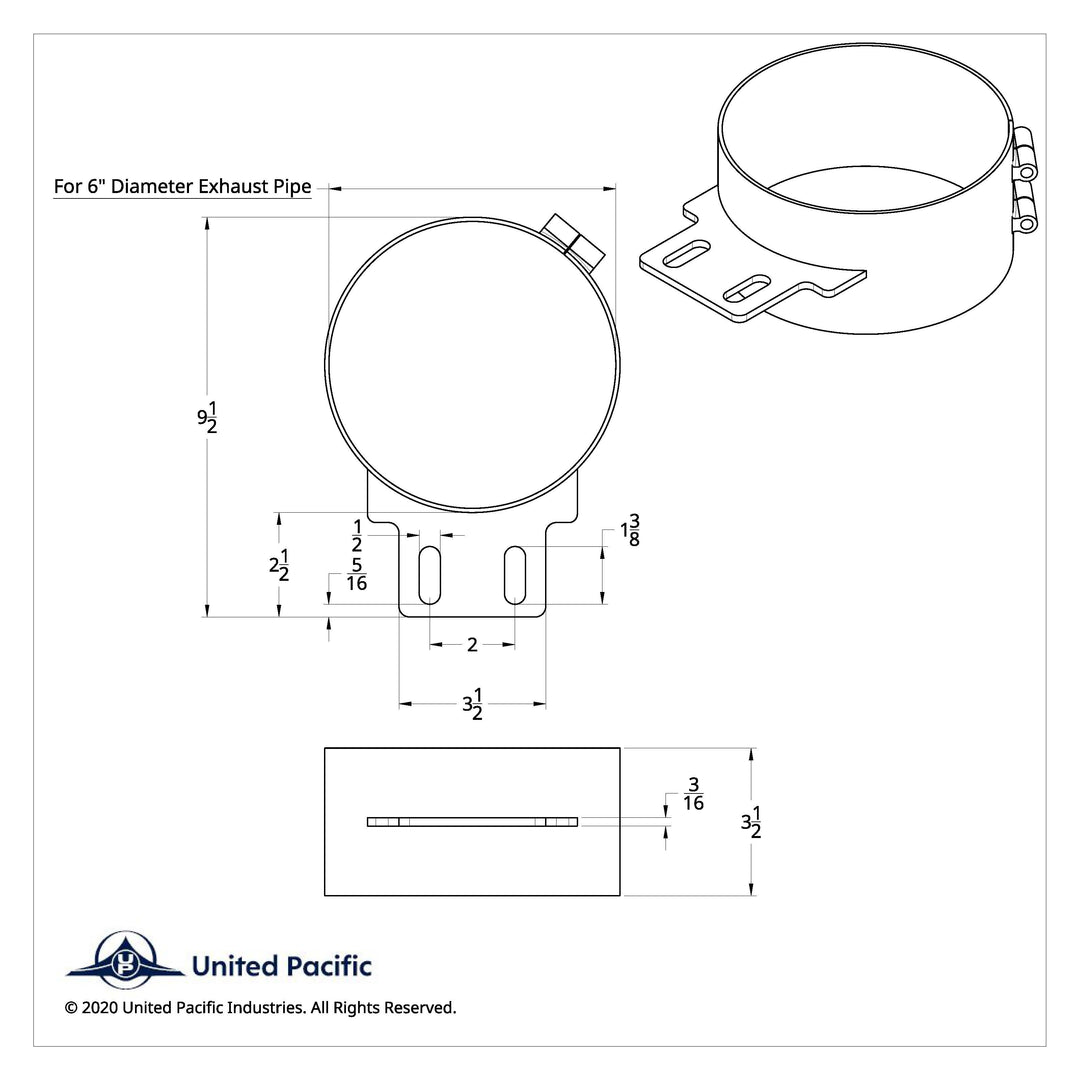 7" Stainless Butt Joint Exhaust clamp - Straight Bracket