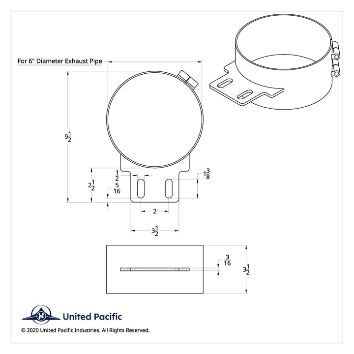 7" Stainless Butt Joint Exhaust clamp - Straight Bracket