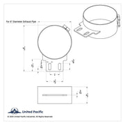 7" Stainless Butt Joint Exhaust clamp - Straight Bracket