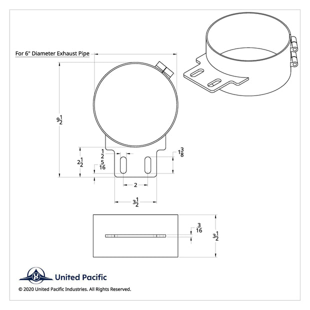 7" Stainless Butt Joint Exhaust clamp - Straight Bracket