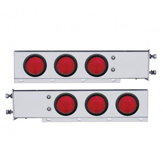 3-3/4" Bolt Pattern Stainless Spring Loaded Light Bar With 6X 4" Lights &amp; Grommets (Pair)