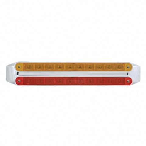 Dual 10 LED 9" Light Bars - Amber & Red LED/Amber & Red Lens
