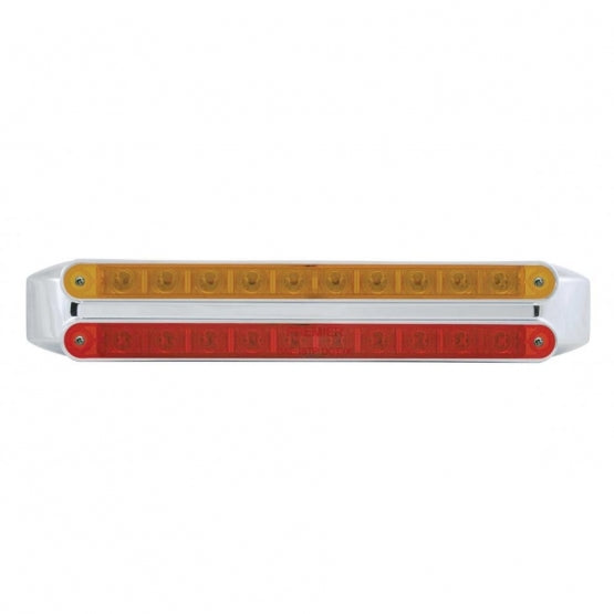Dual 10 LED 9" Light Bars - Amber & Red LED/Amber & Red Lens