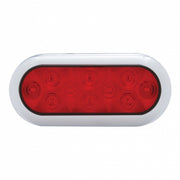 10 LED 6" Oval Flange Mount Light With Bezel (Stop, Turn & Tail) - Red LED/Red Lens