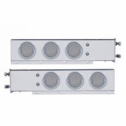 3-3/4" Bolt Pattern Chrome Spring Loaded Bar W/6X 36 Red LED 4" Lights & Visors - Clear Lens (Pair)