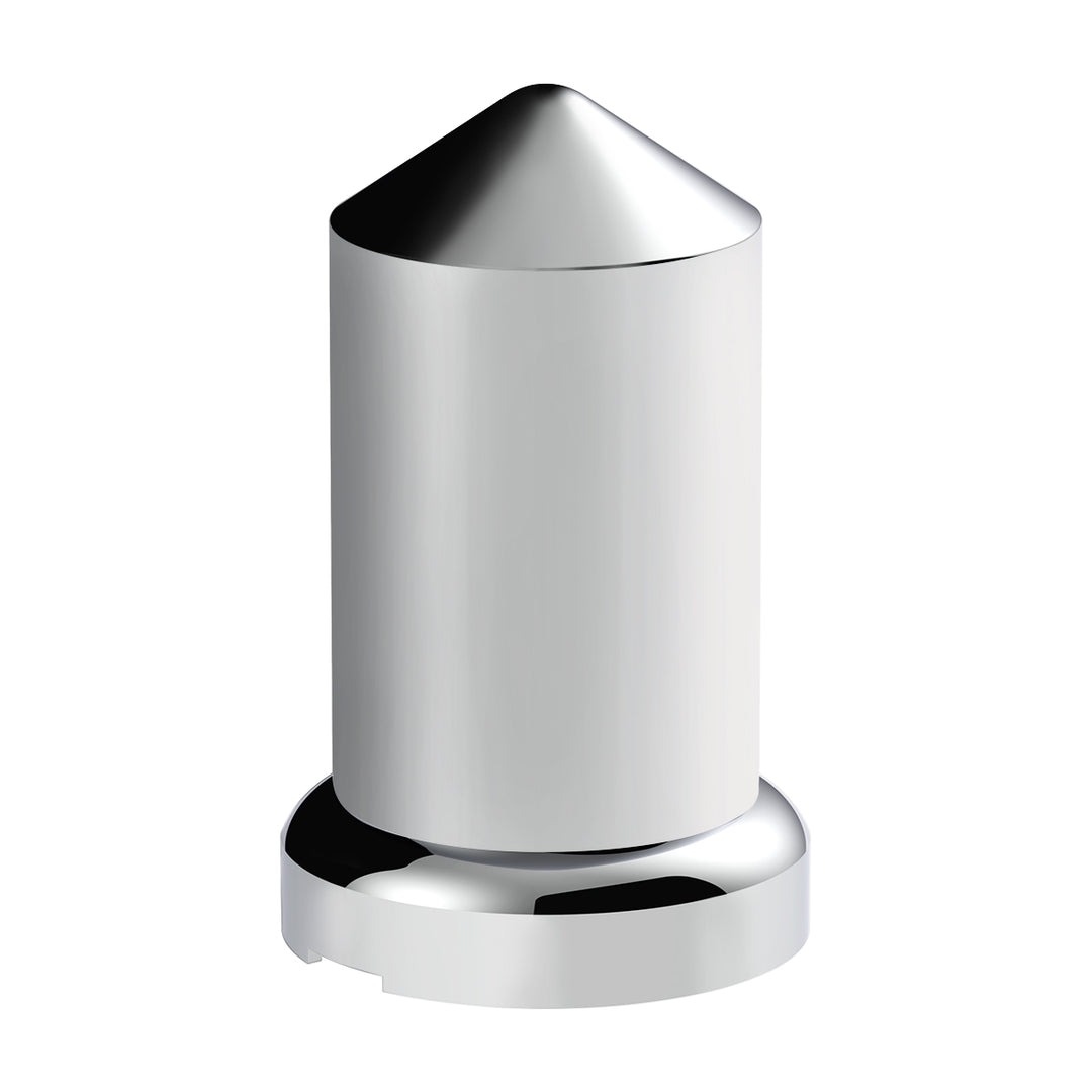 33mm X 3-3/16" Chrome Plastic Pointed Nut Covers With Flange - Push-On (Color Box Of 20)
