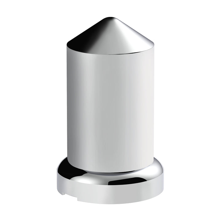 33mm X 3-3/16" Chrome Plastic Pointed Nut Covers With Flange - Push-On (Color Box Of 20)